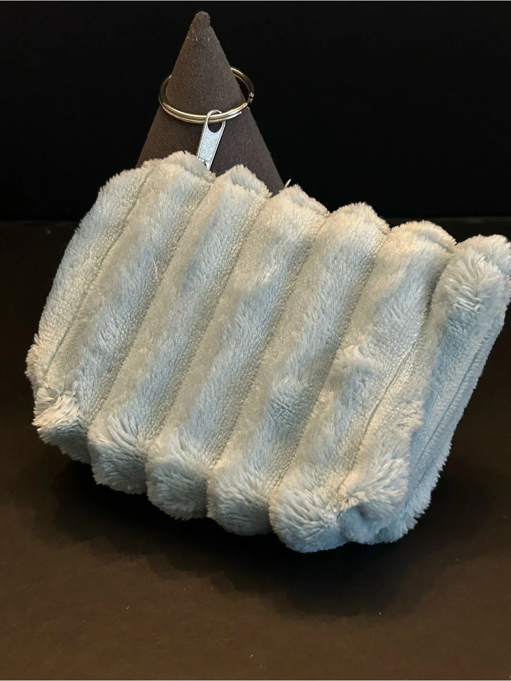 Plush Furry Coin Purse Key Pouch Case w/Silver Key Ring in Assorted Colors